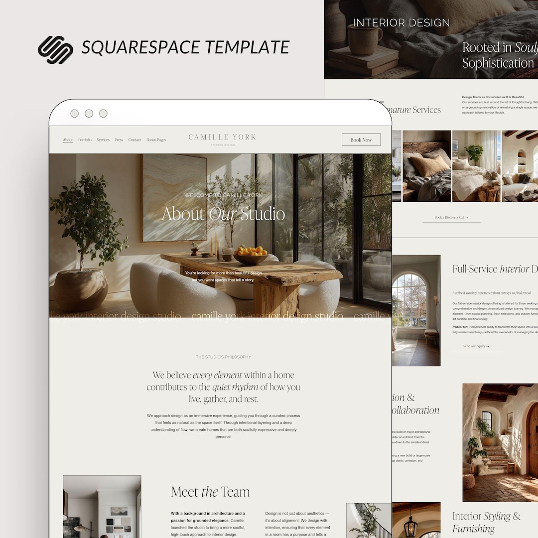 Squarespace Website Template for Interior Design, Responsive Site ...
