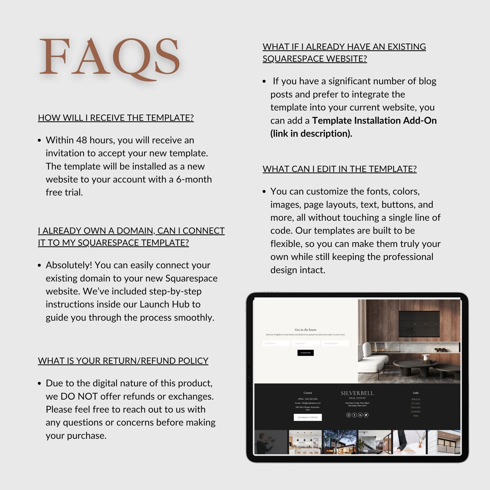 Realtor Squarespace Website Template, Website Design for Realtors