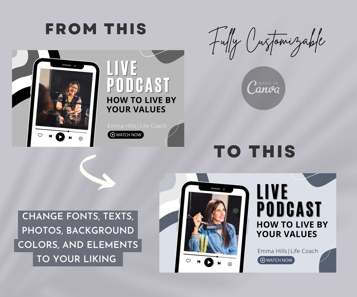 Black Youtube Thumbnail Canva Template Youtube Template for Etsy