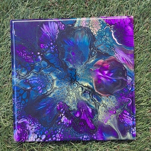 Abstract,  fluid art, 6 X 6 in Decrotative tile, garden stepping stone, kitchen backsplash, wall art, accent piece