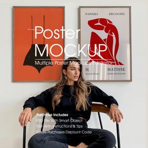 Multiple Poster Frame Mockup, Artwork Frame Mockup With Person, Wall Art Mockup With Person, Multiple Artwork Mockup,PSD Art Frame Mockup