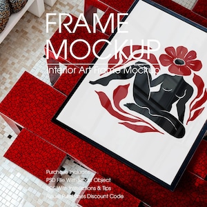 Black Frame Poster Mockup, A4 Frame Mockup, Artwork Frame Mockup, Wall Art Mockups Closeup, PSD Frame Mockup, Poster Mockup