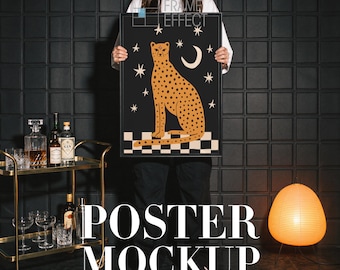 Mockup With Person, Trendy, Editorial Poster Mockup, Digital Template (PSD)