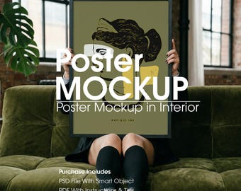 Industrial Poster Mockup with Person, NY Frame (Digital Download)