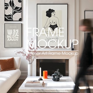 Gallery Wall Mockup With Perosn, Poster Mockup With Person, Poster Frame Mockup, Gallery Wall Mockup, A4 Frame Mockup, Picture Frame Mockup
