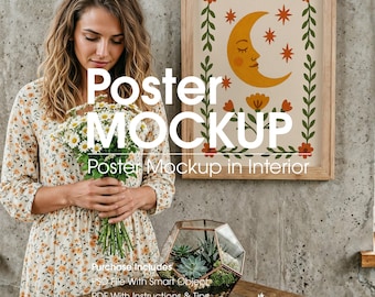 Art Frame Mockup with Person, Gallery Wall Mockup (PSD)