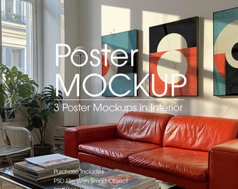 Multiple Art Frame Mockup, Poster Mockup, Gallery Wall, Digital Template (PSD)