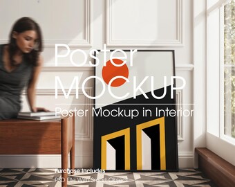 Poster Mockup With Person, Art Frame Mockup, PSD,  (Digital Download)
