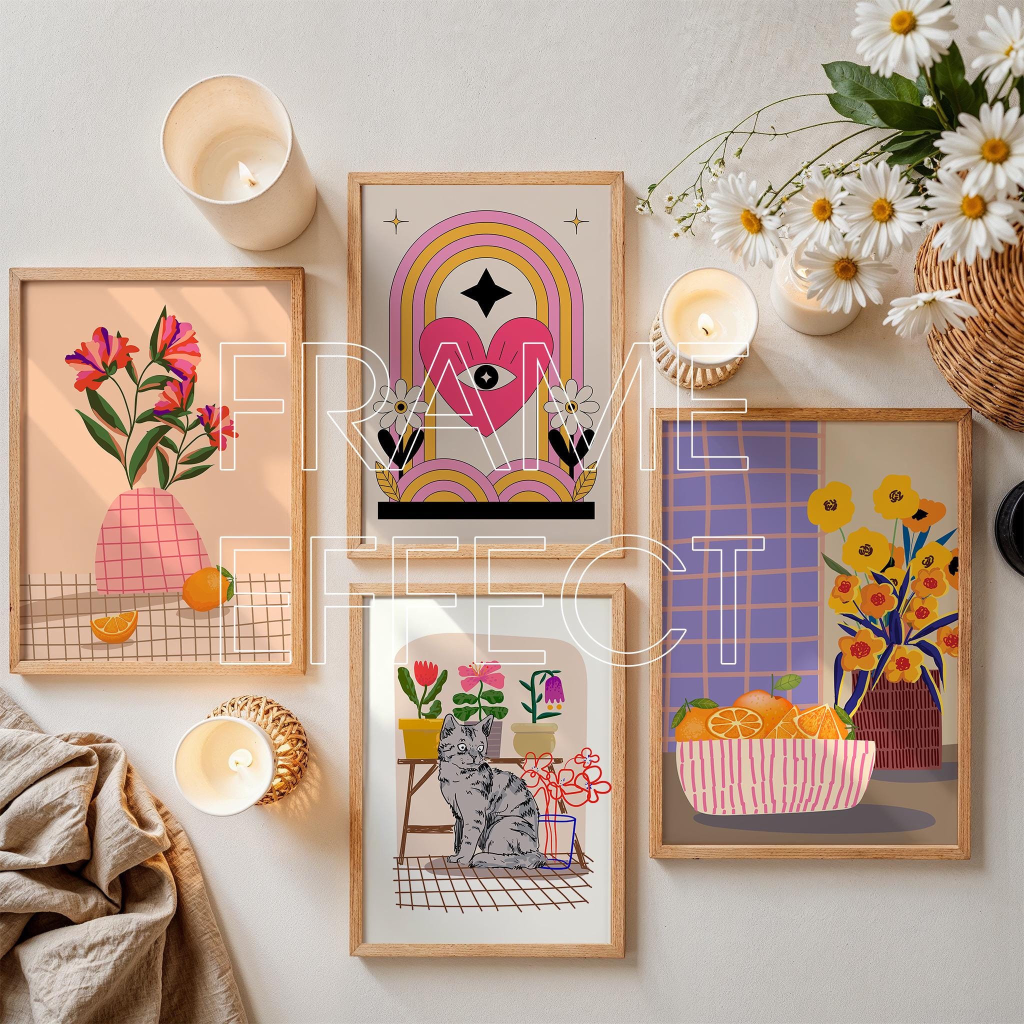 Gallery Wall Mockup, Multiple Poster Frames (PSD) - Etsy Australia