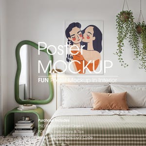 Poster Frame Mockup in Interior, Artwork Mockup, Mockup for Poster, Digital Download, Art Mockups, Wall Art Mockup, PSD Frame Mockup