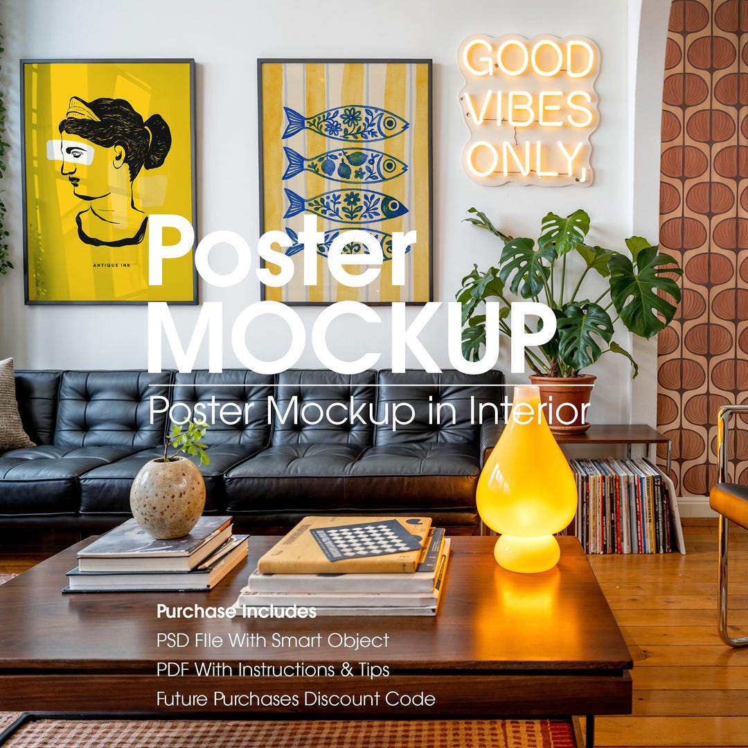 Multiple Poster Mockups: Two Wall Art Frame Mockups, PSD (digital ...