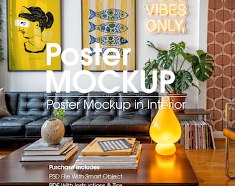 Multiple Poster Mockups: Two Wall Art Frame Mockups, PSD (Digital Download), DIN A Ratio