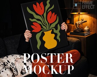 Poster Mockup, Person Holding Frame Mockup, Bold, Wall Art Mockup (PSD), Digital Download
