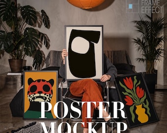 Poster Mockup with Person, Multiple Mockups, PSD, Frame Mockup, Digital Template
