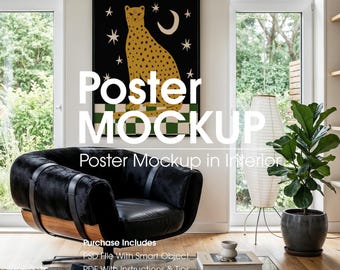 Modern Art Frame Mockup, Interior Scene, Digital Template (PSD)