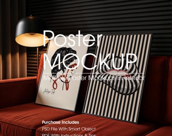 Multiple Poster Mockups: Two Art Frames, Vertical PSD (Digital Download), DIN A Ratio