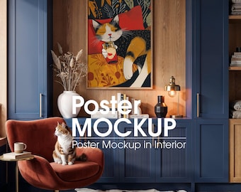 Frame Mockup With Pet, Poster Mockup Digital Download (PSD)