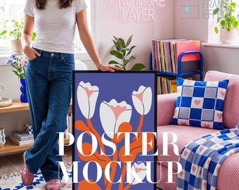 Poster Mockup With Person, Fun Wall Art Mockup  (Digital Download)