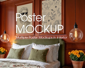 Bedroom Gallery Poster Mockup: Multiple Frame Mockups, DIN A Ratio (PSD File)