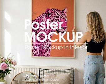 Frame Mockup With Person, Digital Template (PSD)
