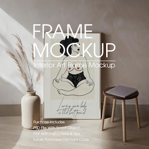 Modern Poster Mockup, Minimal Art Frame Mockup, Print Mockup, Digital Download, Artwork Mockup, Frame Mockup PSd