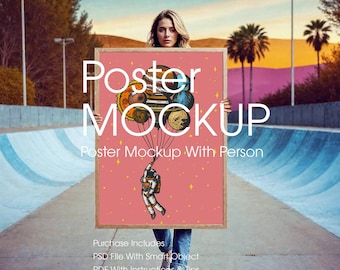 Stedelijk modern postermodel met persoon (PSD)