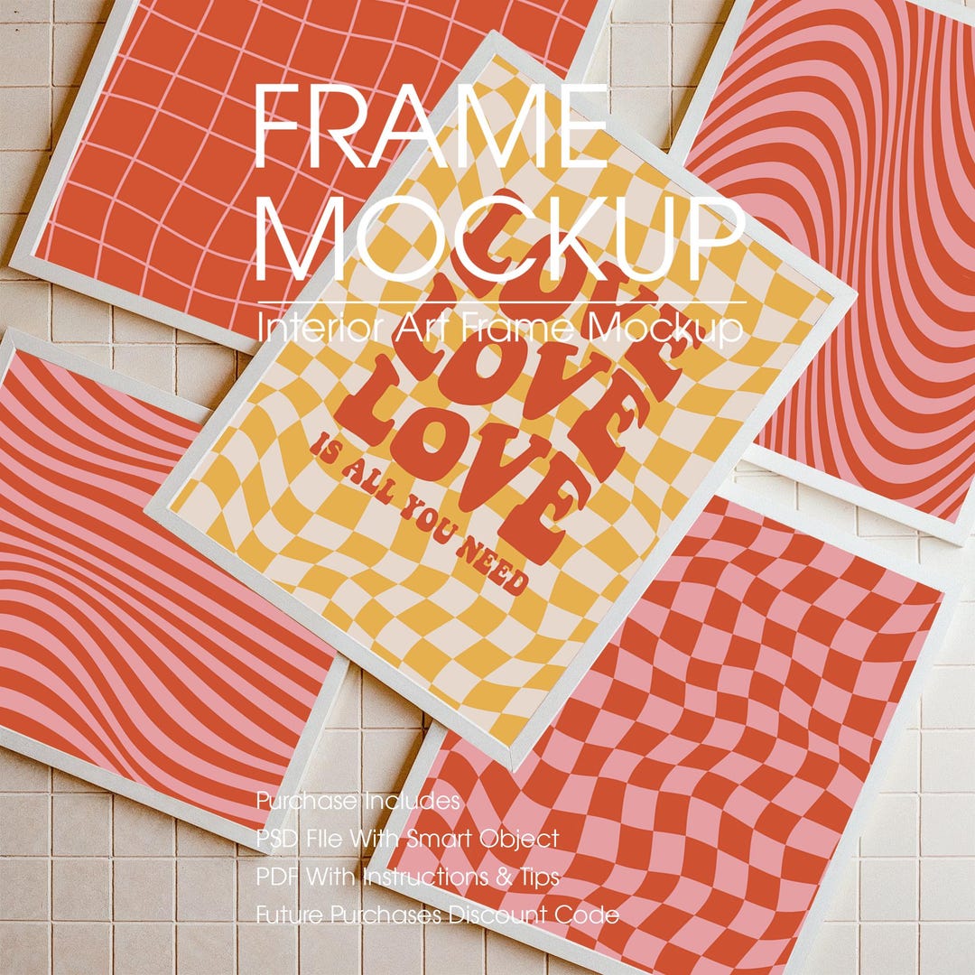 Gallery Wall Mockup, Multiple Poster Frames (PSD) - Etsy