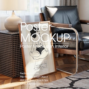 Contemporary Poster Frame Mockup in Interior, Artwork Frame Mockup, Art Print Mockup, Wall Mockup, Framed Poster Mockup, Photo Frame Mockup