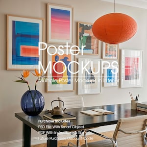 Multiple Poster Mockups, 8 Frames Gallery Mockup, Gallery Wall Mockups, Poster Frame Mockups, Artwork Gallery Wall Mockup, PSD Art Mockup