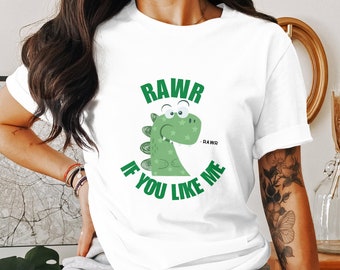 Kids Dinosaur T-Shirt, Cute RAWR Graphic Tee, Unisex Children's Clothing, Fun Dino Top, Toddler Birthday Gift, Casual Wear