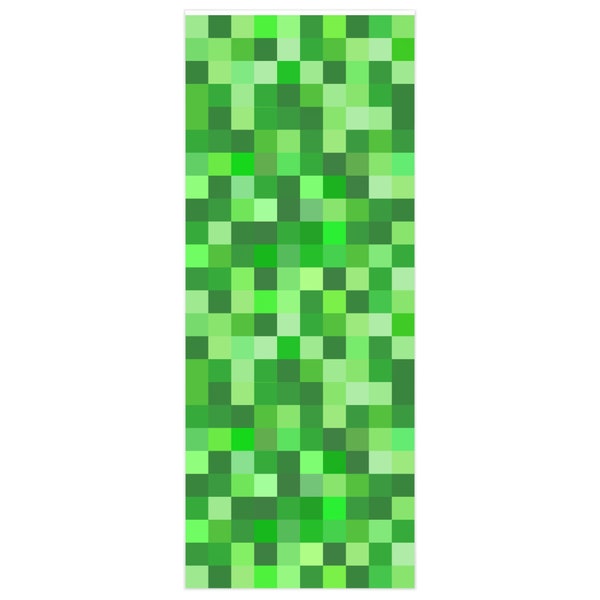 Creeper Green Wrapping Paper, Video Gamer Fan Gift Paper, Minecra Creeper Gift, Green Pixel Block Gamer Wrapper Paper