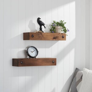 DRAKESTONE | 24x4x6.25 Farmhouse Floating Shelf | Walnut | 2-Pack