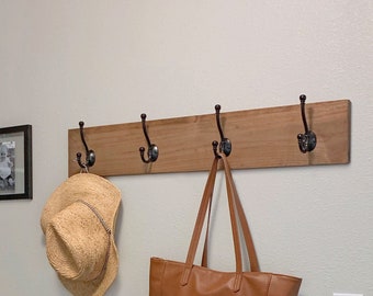 DRAKESTONE 24x9.5 Mid-Century Coat Rack w/ 5 Wooden Hooks Black