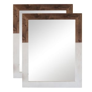 DRAKESTONE | 24x31 Two Toned Farmhouse Vanity Mirror | 2-Pack | White Wash and Walnut