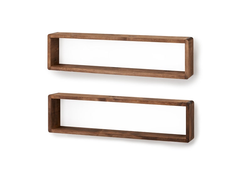 DRAKESTONE 32x8X4 Stackable Floating Box Shelf 2-Pack Walnut image 6