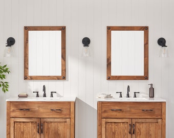 DRAKESTONE | 24x31 Farmhouse Vanity Mirror w/ Clavos | 2-Pack