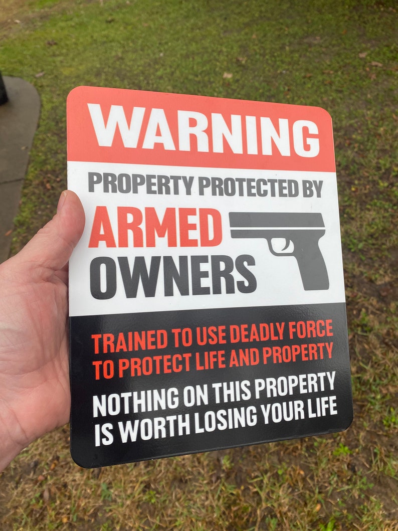 Armed Owners Security Yard Sign Etsy