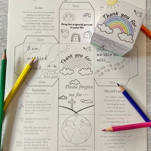 Prayer cube, printable activity, colouring UK