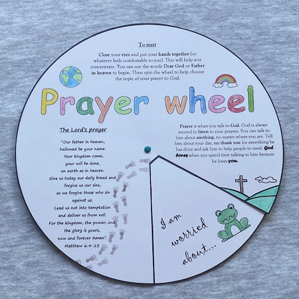 Prayer wheel, printable activity, colouring UK