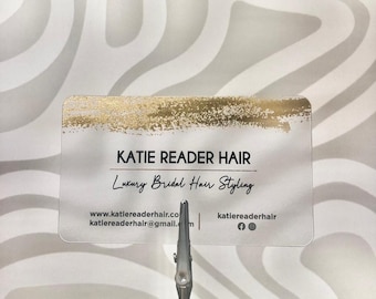 100 pcs - Gold Foil Transparent Business Card, Clear Boutique Card, Acrylic Frosty plastic, Translucent Plastic Cards, Special Business Card
