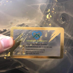 100 pcs - Carte de visite transparente en feuille d'or, Carte boutique transparente, Plastique acrylique givré, Cartes en plastique translucides, Impression feuille d'or