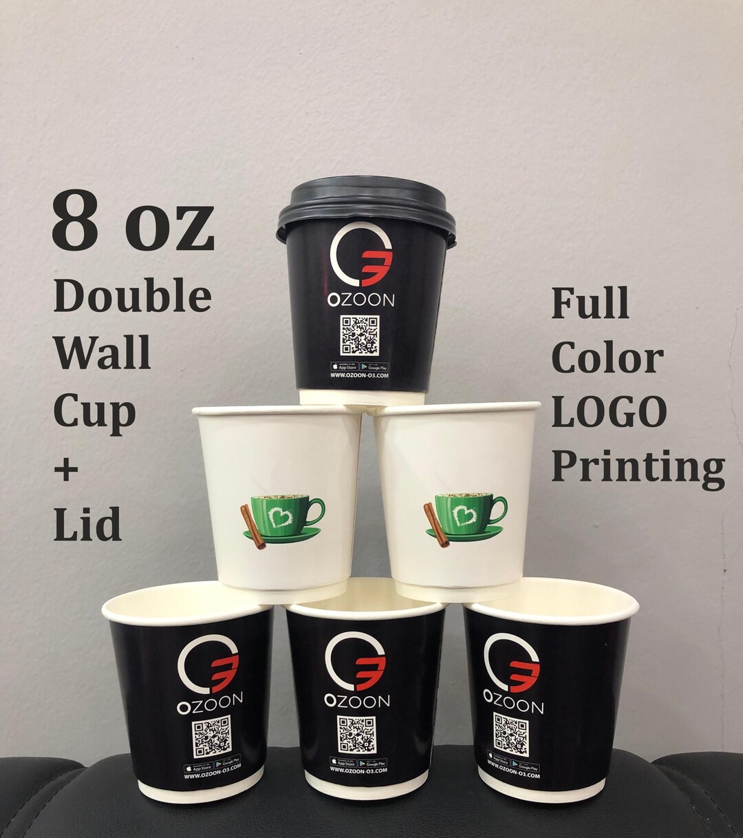 8 Oz - Double Wall Paper Cup - Full Color LOGO Printing Cup - QR Cup ...