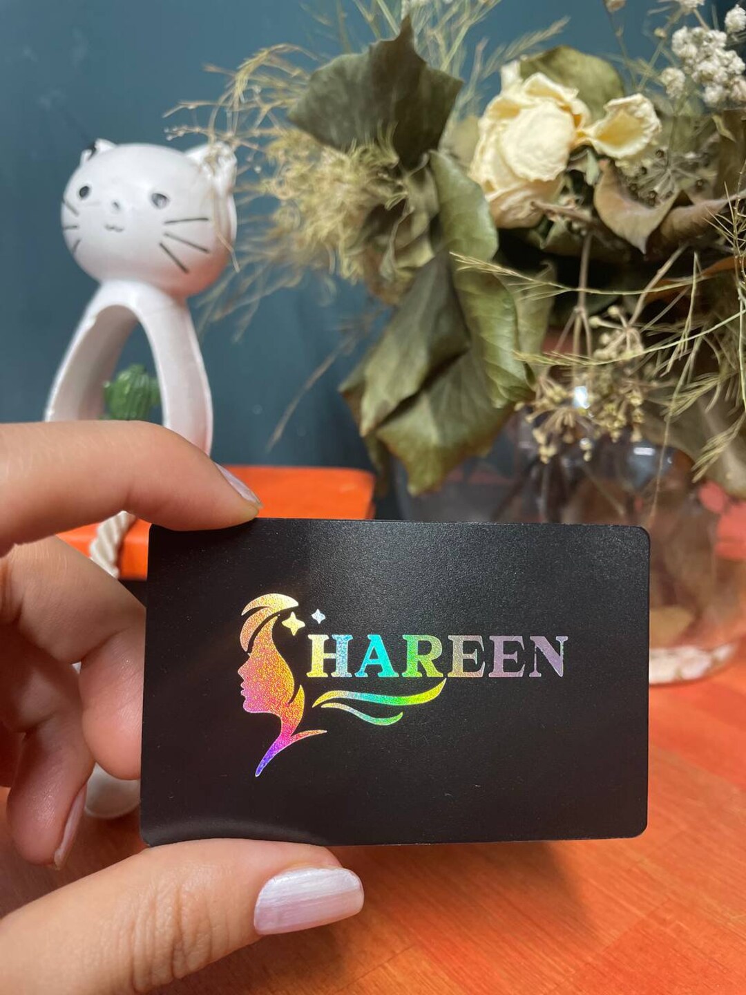 Black Plastic Business Card, Silver Hologram Card, Pvc Plastic, Black