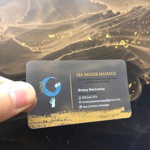 100 pcs - Gold Foil Transparent Business Card, Clear Boutique Card, Acrylic Frosty plastic, Translucent Plastic Cards, Special Business Card