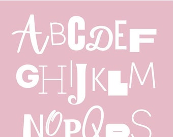 ABC Poster, Mixed Letters, Art Print, Nursery Print, Office Print, Color Options, 8x10/11x14/16x20