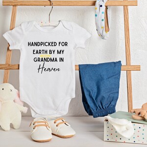 Handpicked for Earth by My Grandma in Heaven Onesie – Baby Memorial Outfit | Infant Bodysuit | Baby Shower Gift | Heaven Sent Baby Clothes