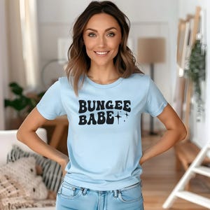 Bungee Babe Exercise Shirt, Wavy Font Workout Tshirt, S-5XL