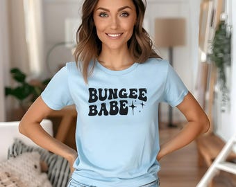 Bungee-babe-trainingsshirt, trainingsshirt met golvend lettertype, S-5XL