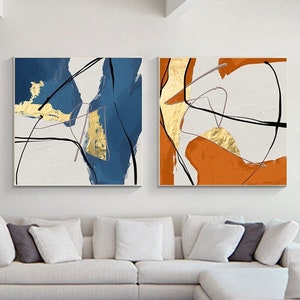 Set of 2 Painting Abstract Woman Wall Art Large Musician Paintings