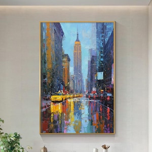 Original NYC Oil Painting: Abstract Cityscape Canvas Art